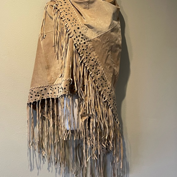 Newport News Leather Fringe and Grommet shawl - Picture 10 of 16